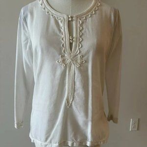 Calypso St Barth Cotton Embroidered Popover Tunic Blouse - New